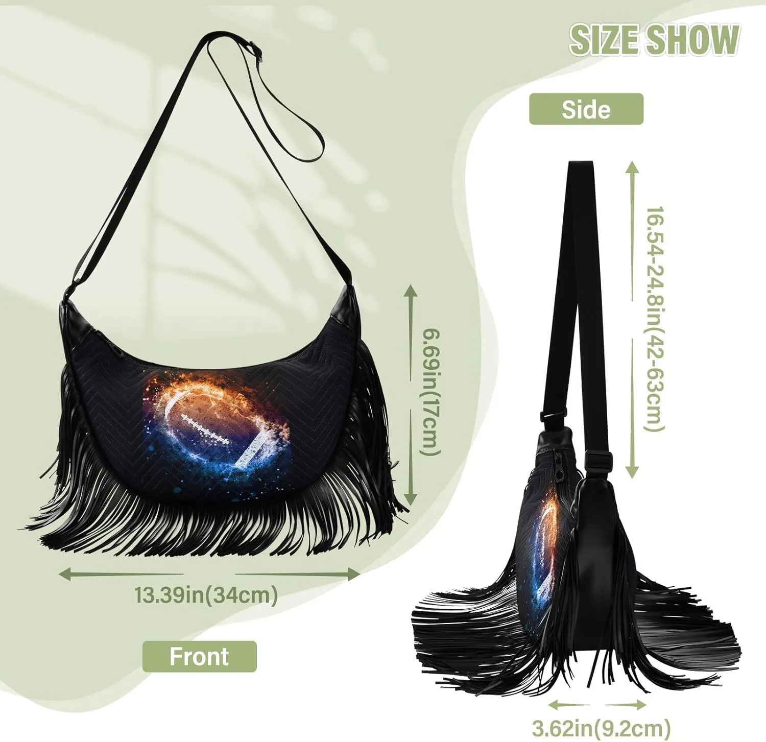 Women's PU Leather Chain Cross Body Bag, Shoulder Handbag Purse with Tassel for Ladies