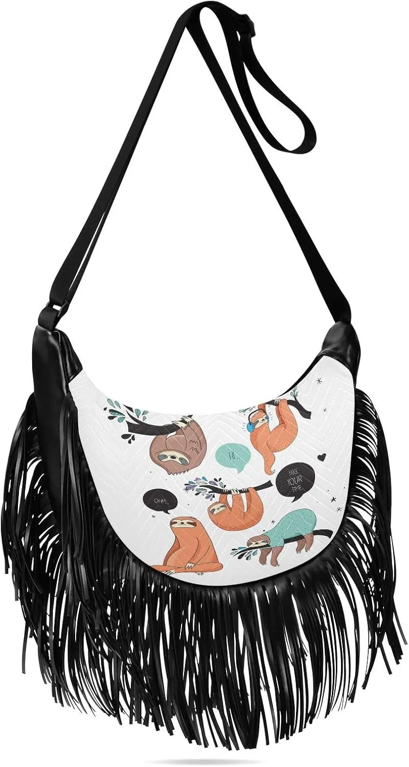 Women's PU Leather Chain Cross Body Bag, Shoulder Handbag Purse with Tassel for Ladies
