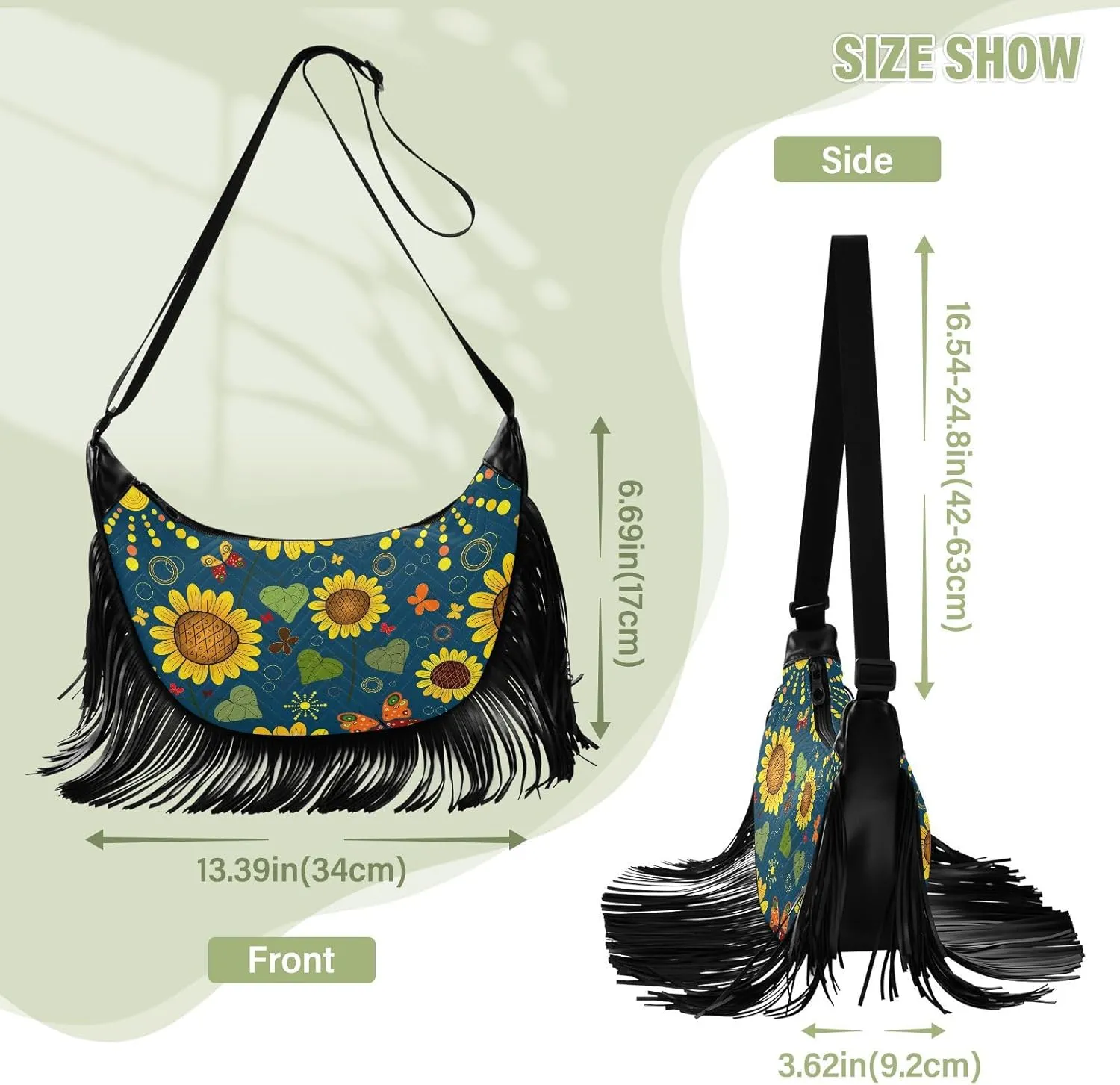 Women's PU Leather Chain Cross Body Bag, Shoulder Handbag Purse with Tassel for Ladies