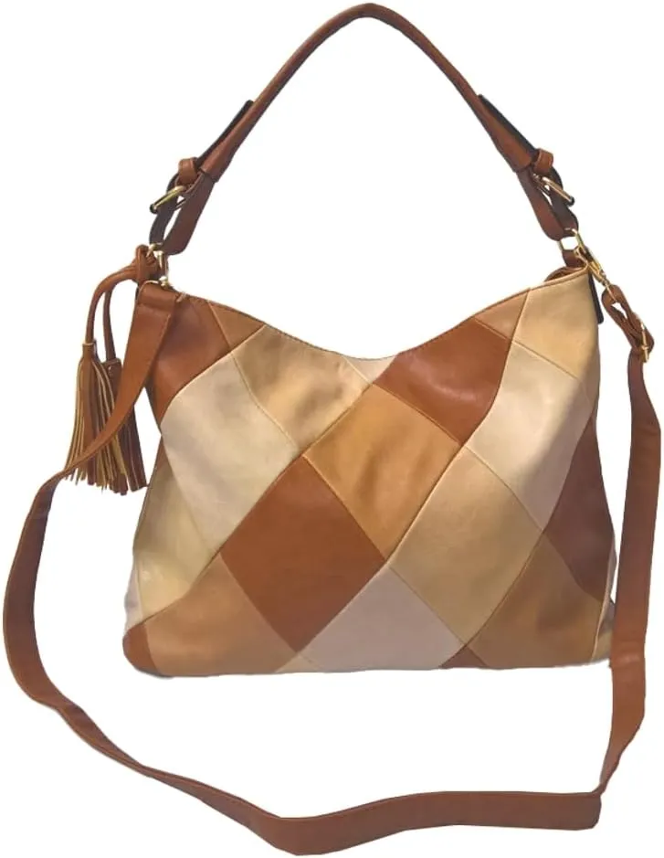 Women's PU Leather Tote Bag Retro Large Shoulder Crossbody Bag Checkered Handbag Top Handle Purse Satchel