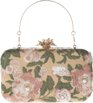 Womens Vintage Floral Embroidery Clutch Evening Handbag Shoulder Bags Purse for Wedding Party Prom