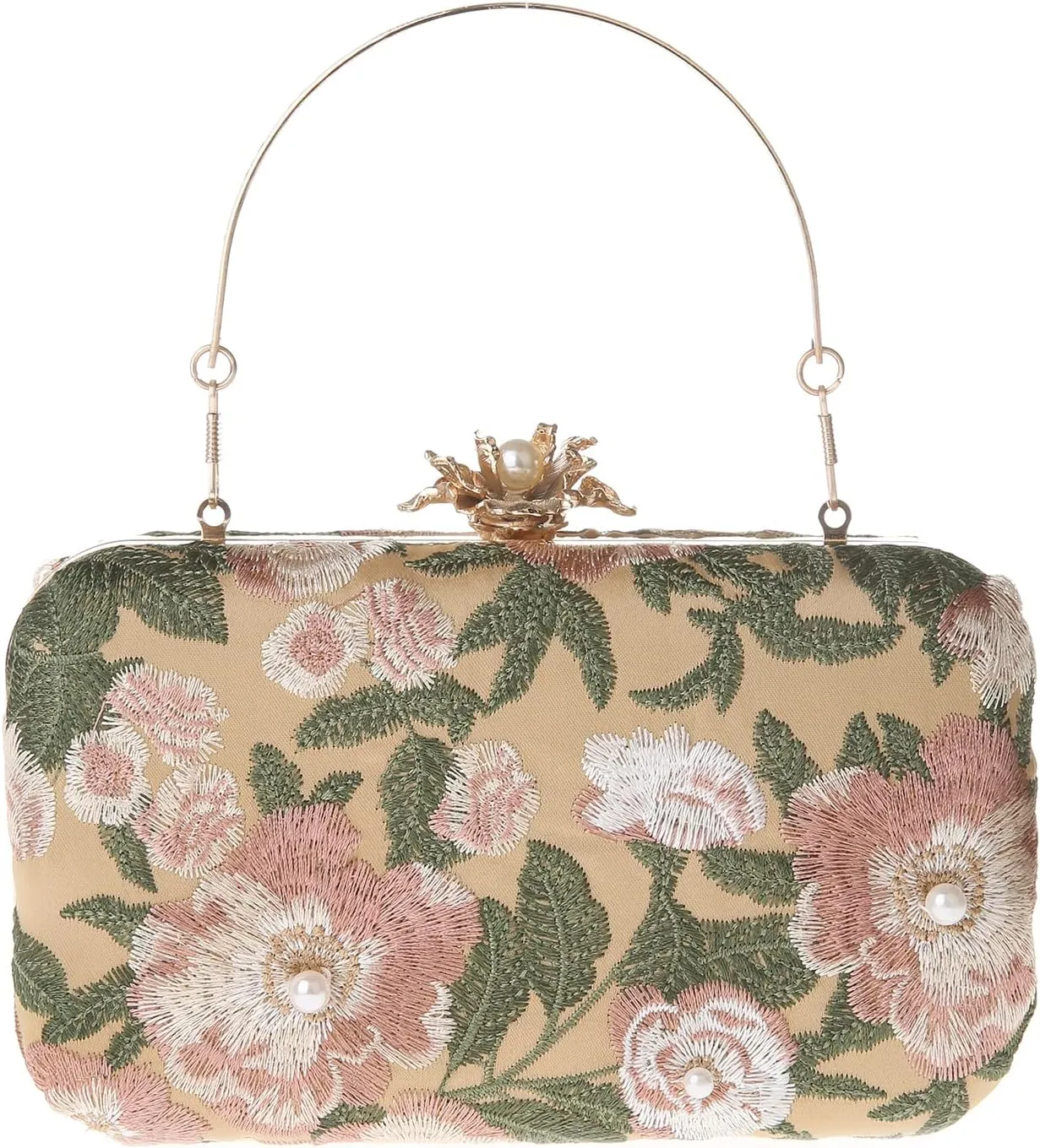 Womens Vintage Floral Embroidery Clutch Evening Handbag Shoulder Bags Purse for Wedding Party Prom