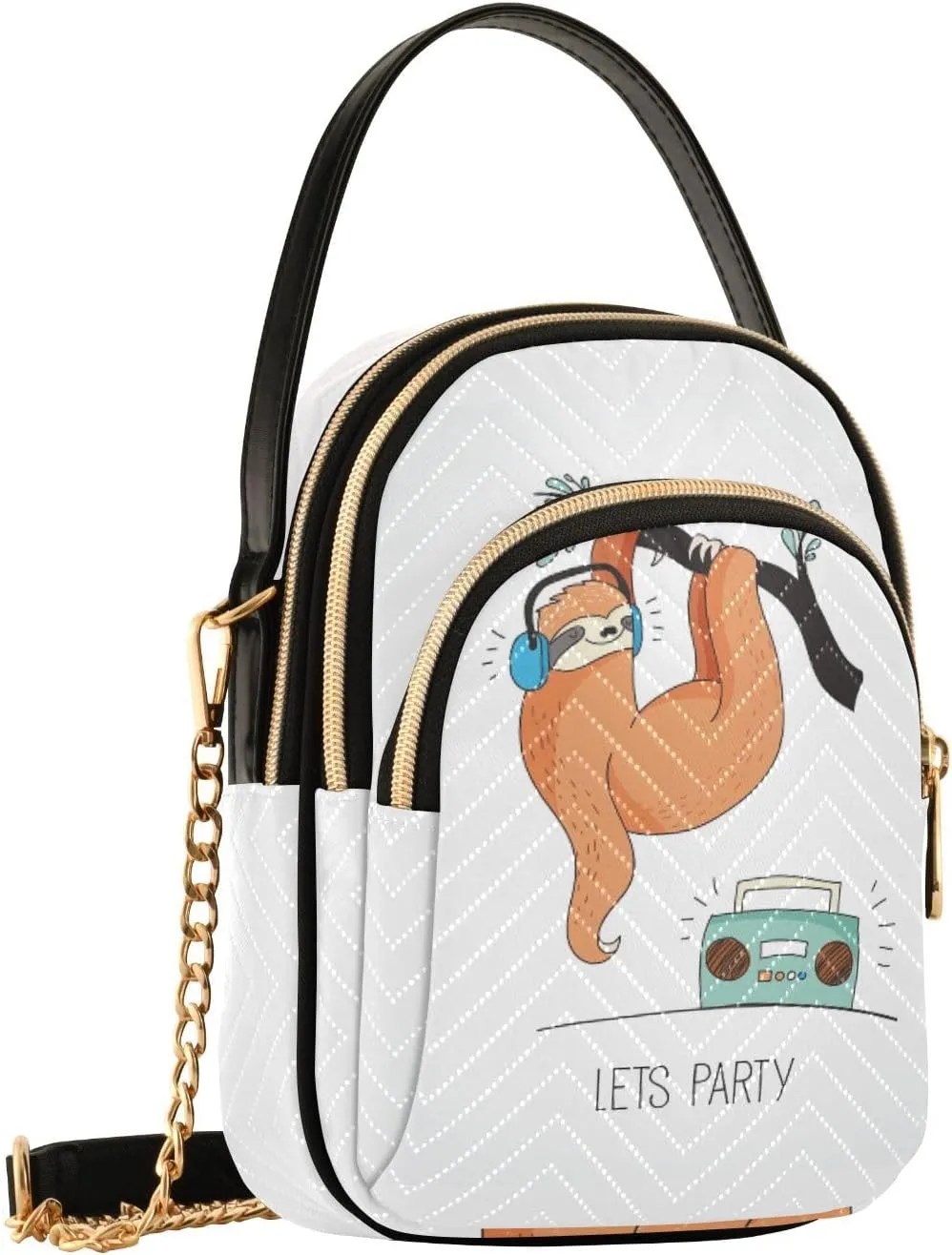 Women's Wave Cross Body Chest Bag, 52 inch Gold Chain Shoulder Handbag Purse