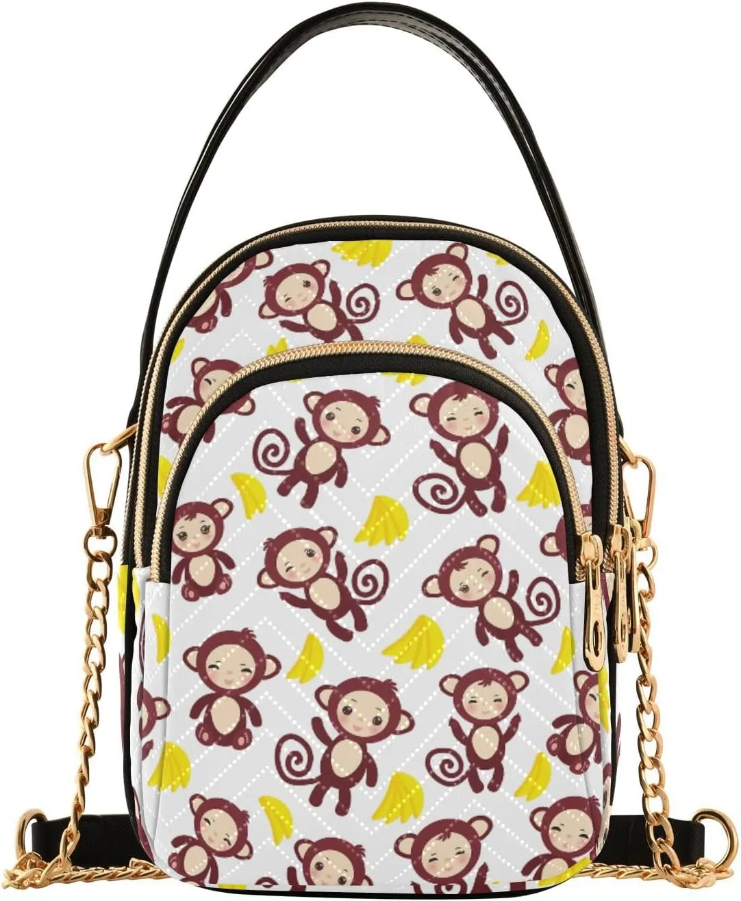 Women's Wave Cross Body Chest Bag, 52 inch Gold Chain Shoulder Handbag Purse