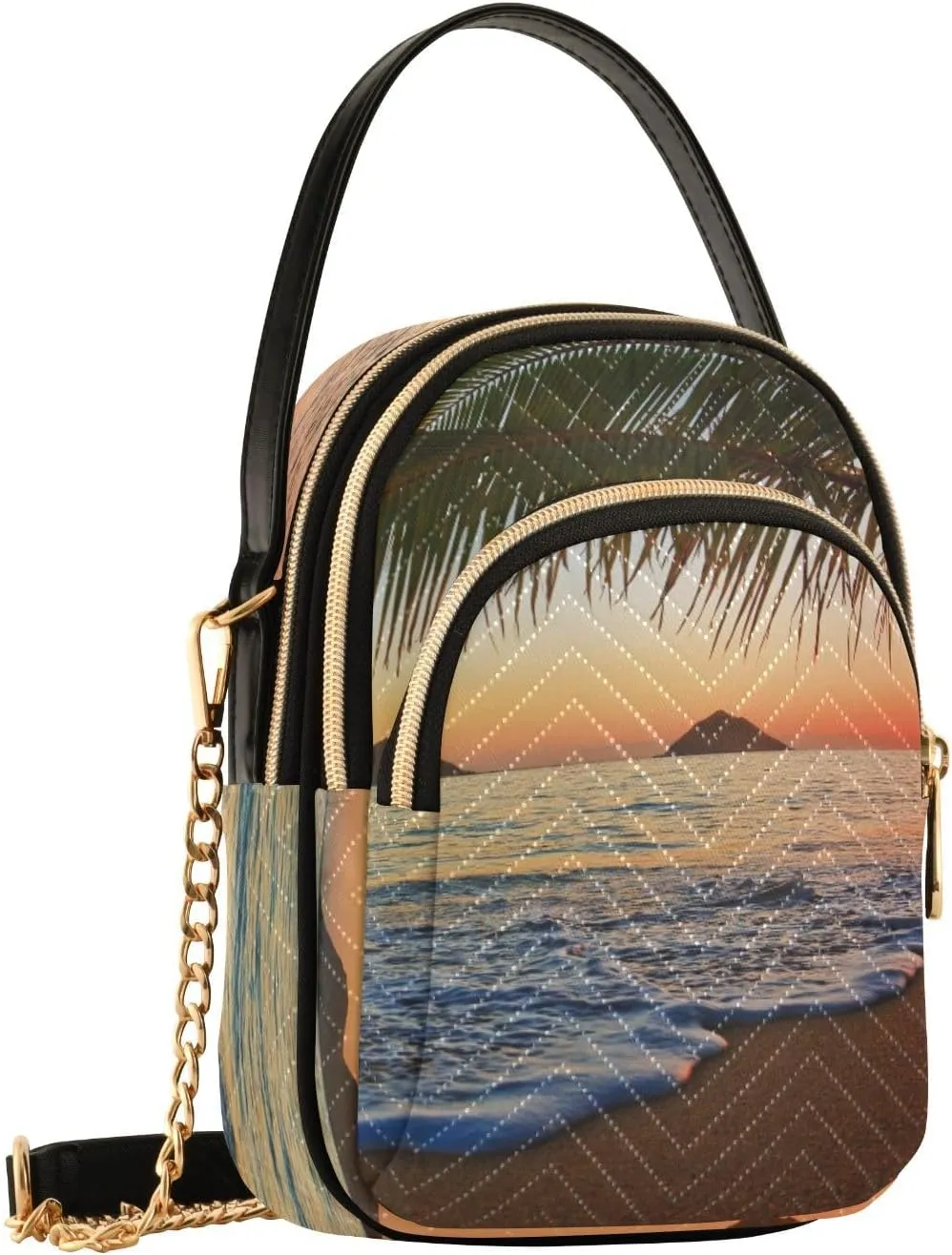 Women's Wave Cross Body Chest Bag, 52 inch Gold Chain Shoulder Handbag Purse