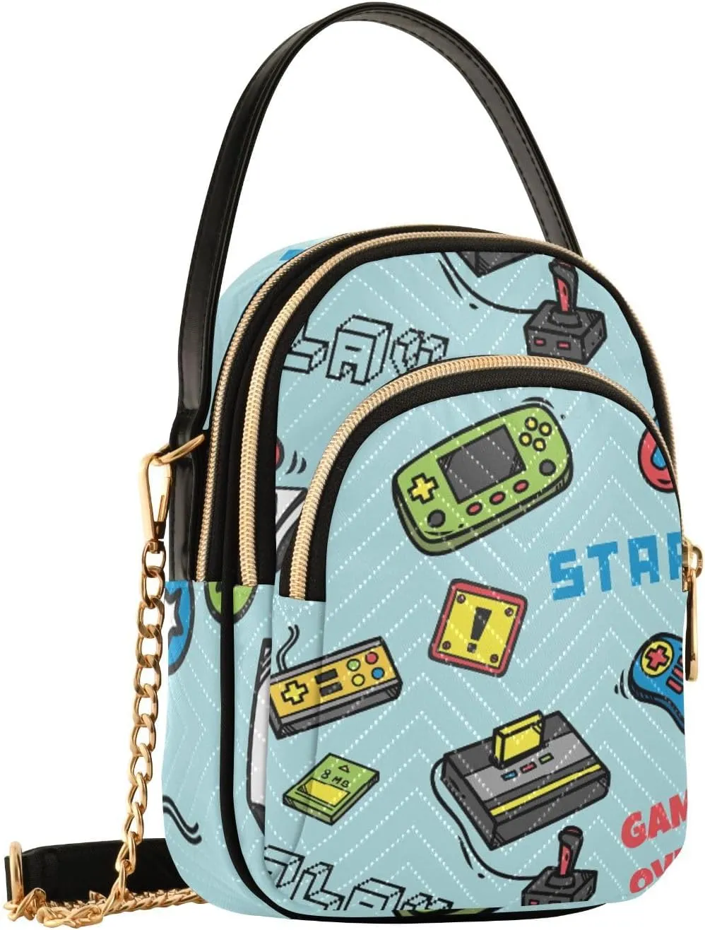 Women's Wave Cross Body Chest Bag, 52 inch Gold Chain Shoulder Handbag Purse