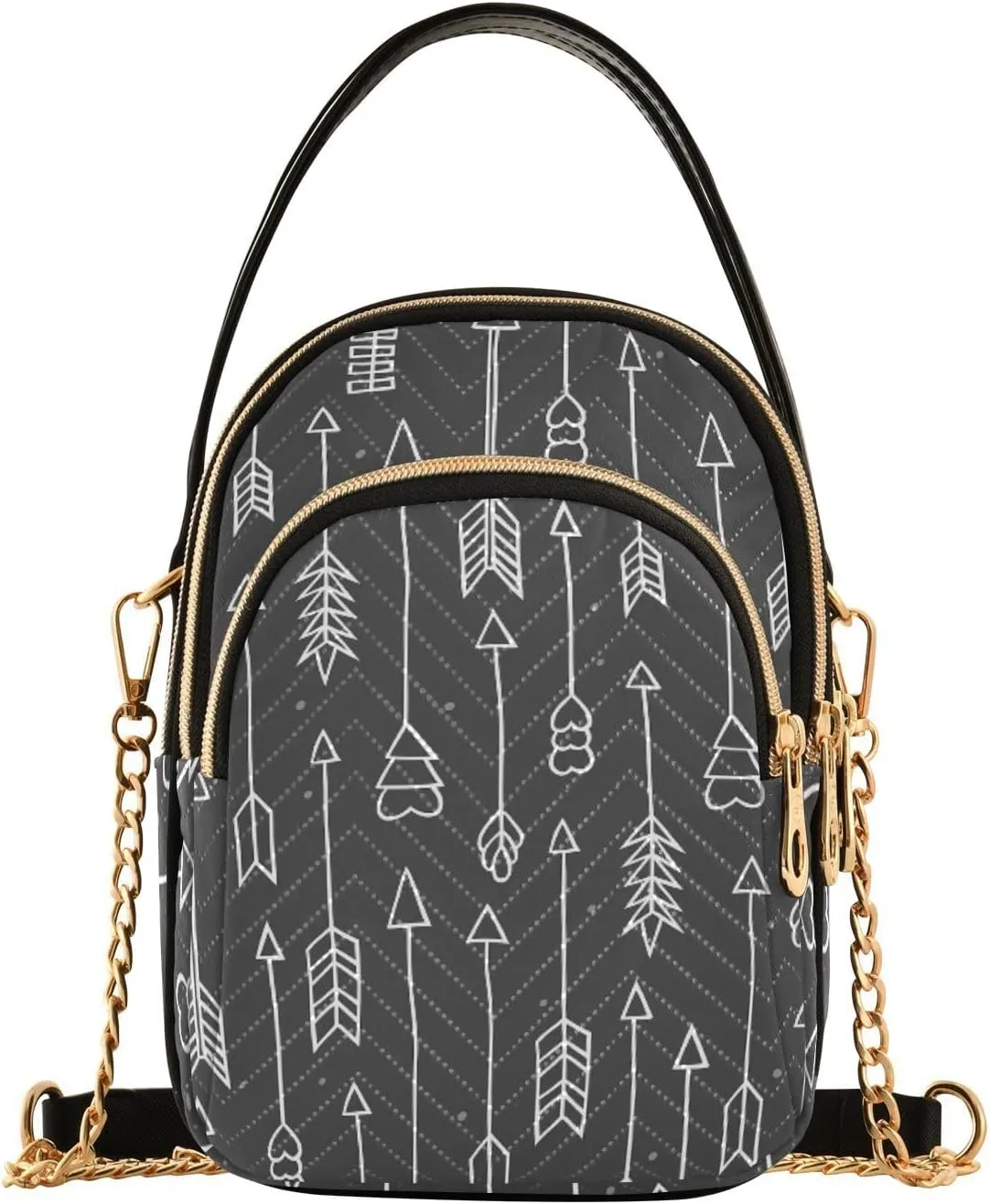 Women's Wave Cross Body Chest Bag, 52 inch Gold Chain Shoulder Handbag Purse