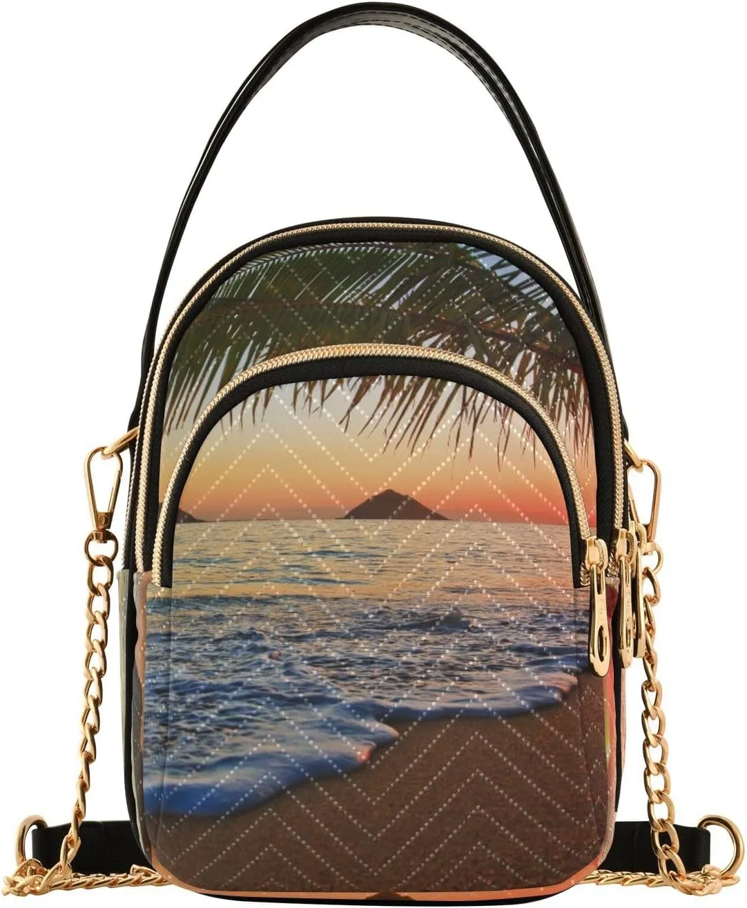 Women's Wave Cross Body Chest Bag, 52 inch Gold Chain Shoulder Handbag Purse