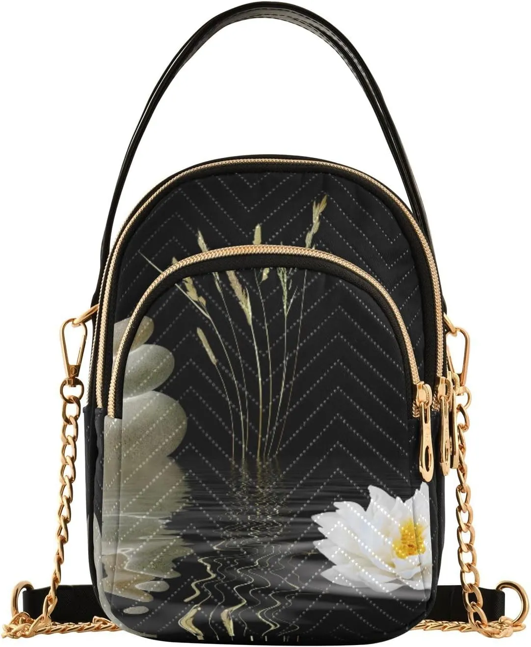 Women's Wave Cross Body Chest Bag, 52 inch Gold Chain Shoulder Handbag Purse