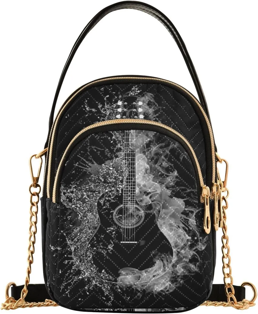 Women's Wave Cross Body Chest Bag, 52 inch Gold Chain Shoulder Handbag Purse