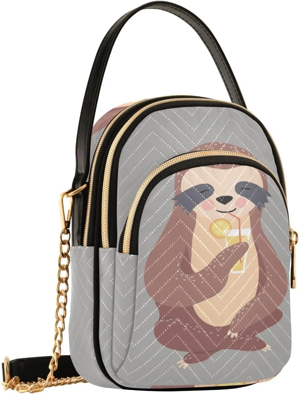 Women's Wave Cross Body Chest Bag, 52 inch Gold Chain Shoulder Handbag Purse