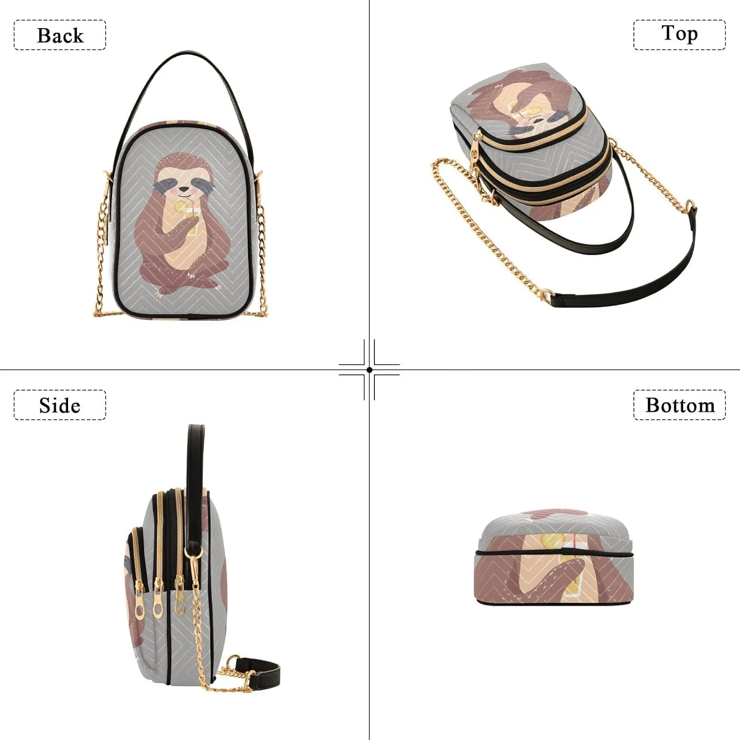 Women's Wave Cross Body Chest Bag, 52 inch Gold Chain Shoulder Handbag Purse