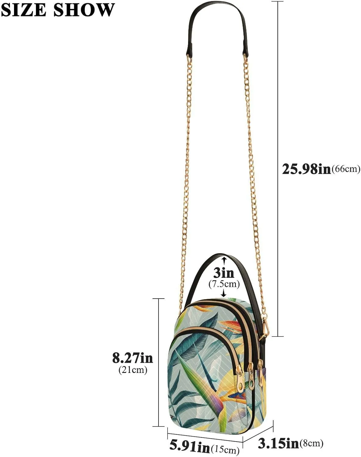 Women's Wave Cross Body Chest Bag, 52 inch Gold Chain Shoulder Handbag Purse