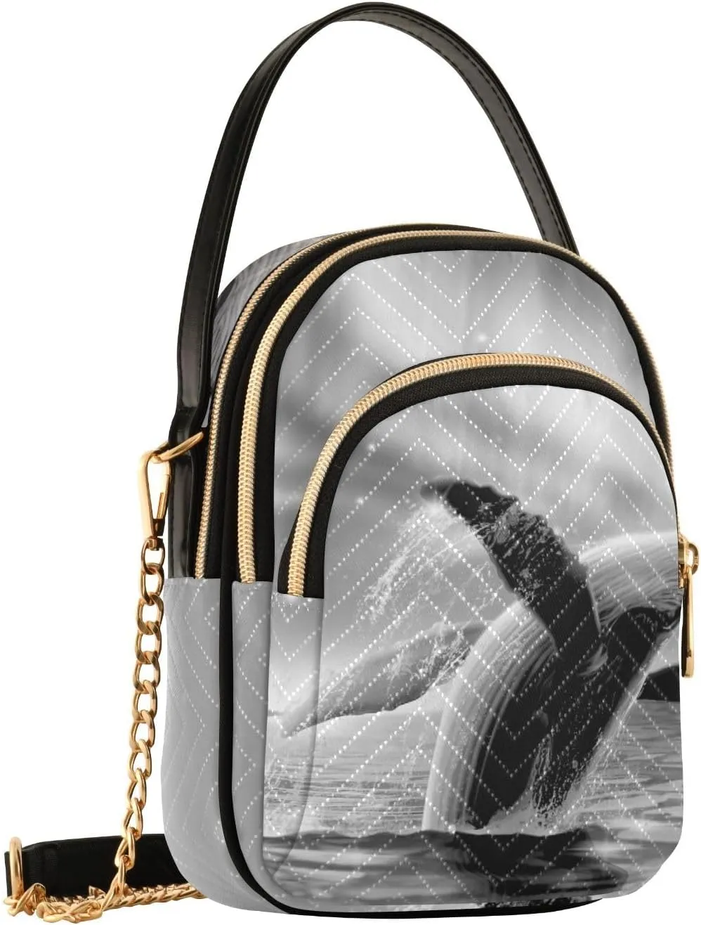 Women's Wave Cross Body Chest Bag, 52 inch Gold Chain Shoulder Handbag Purse