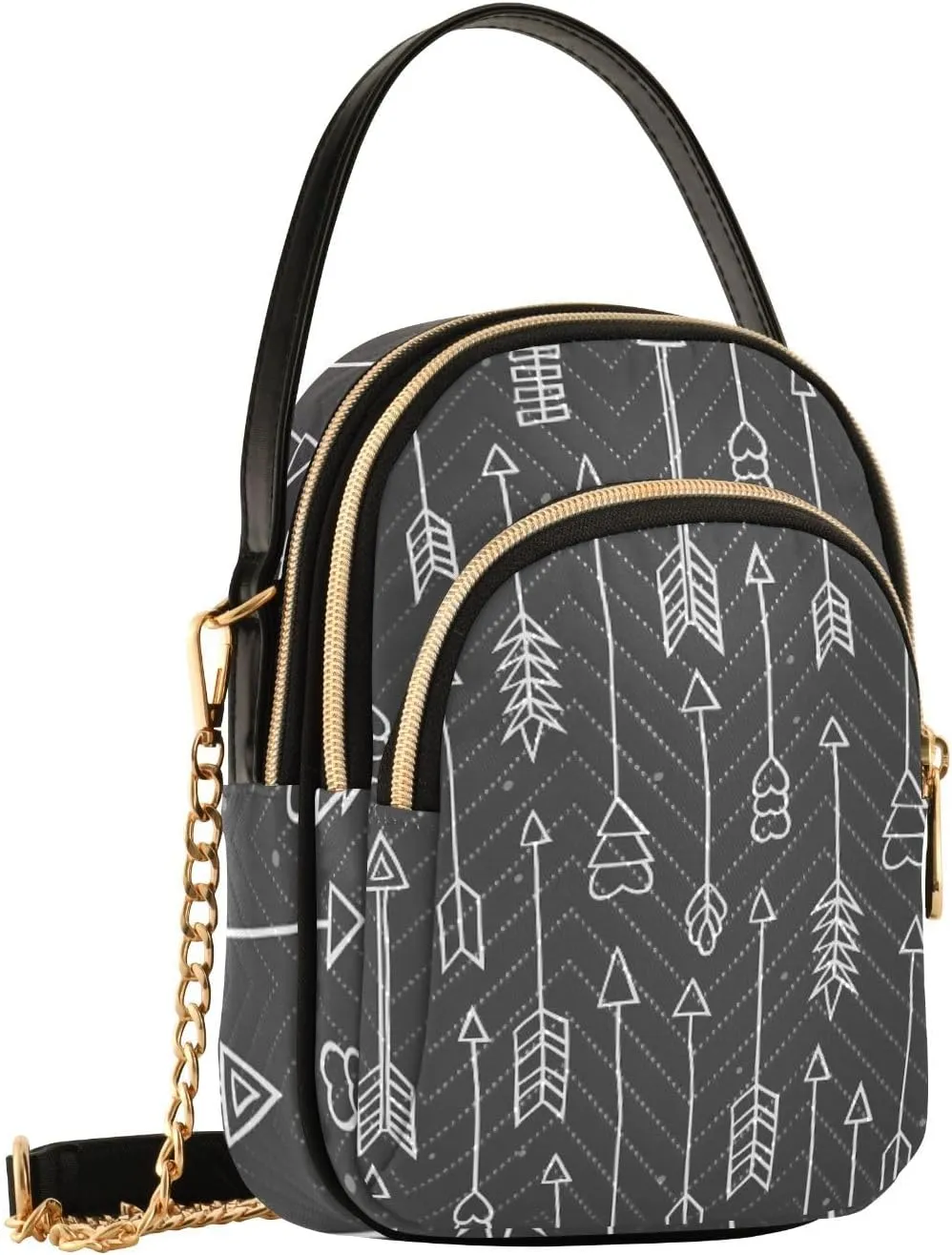 Women's Wave Cross Body Chest Bag, 52 inch Gold Chain Shoulder Handbag Purse