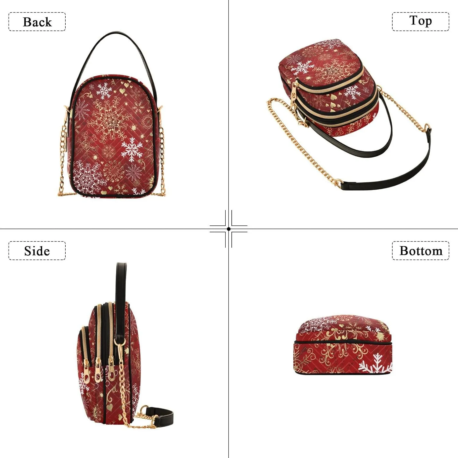 Women's Wave Cross Body Chest Bag, 52 inch Gold Chain Shoulder Handbag Purse