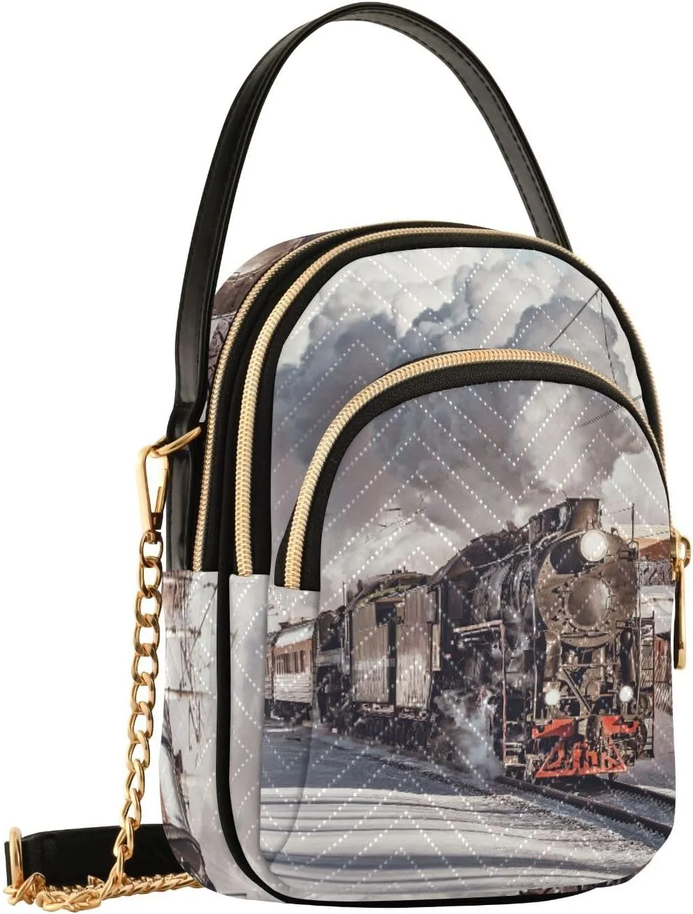 Women's Wave Cross Body Chest Bag, 52 inch Gold Chain Shoulder Handbag Purse