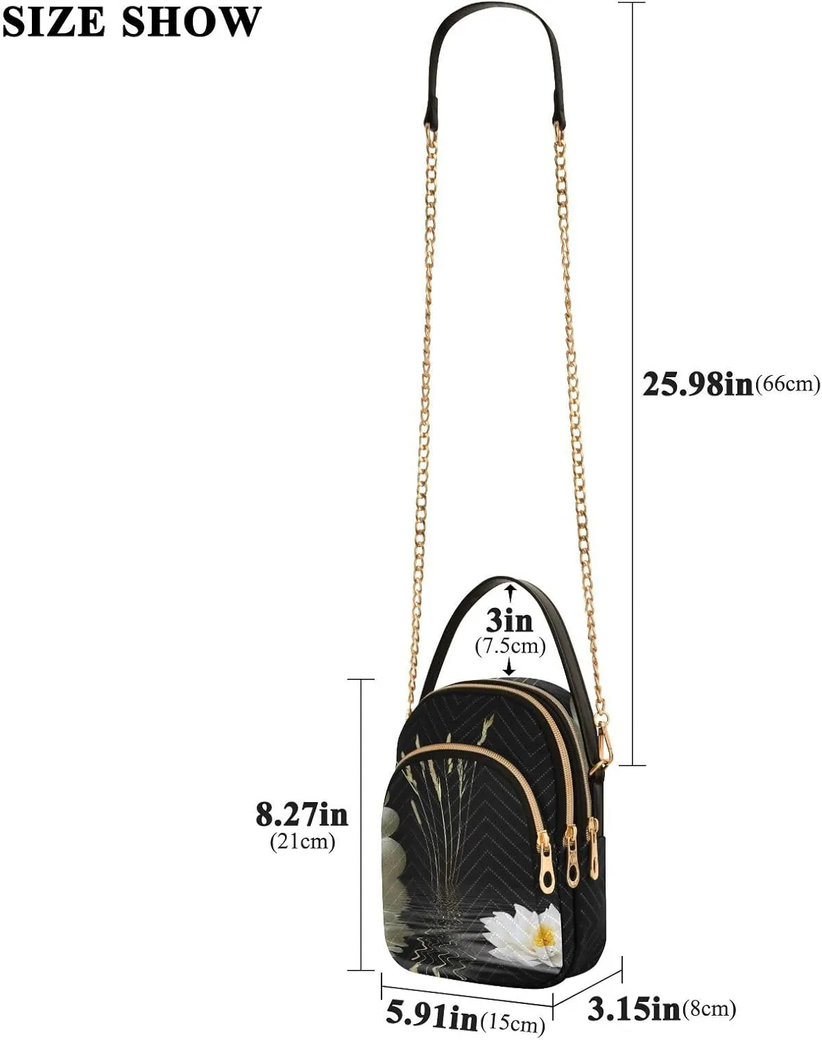 Women's Wave Cross Body Chest Bag, 52 inch Gold Chain Shoulder Handbag Purse