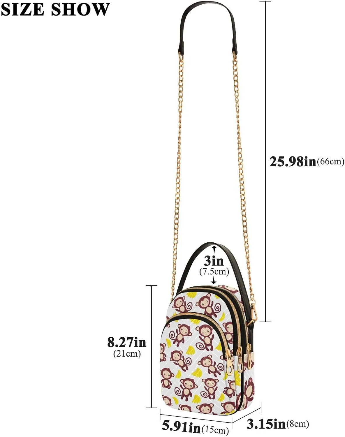 Women's Wave Cross Body Chest Bag, 52 inch Gold Chain Shoulder Handbag Purse