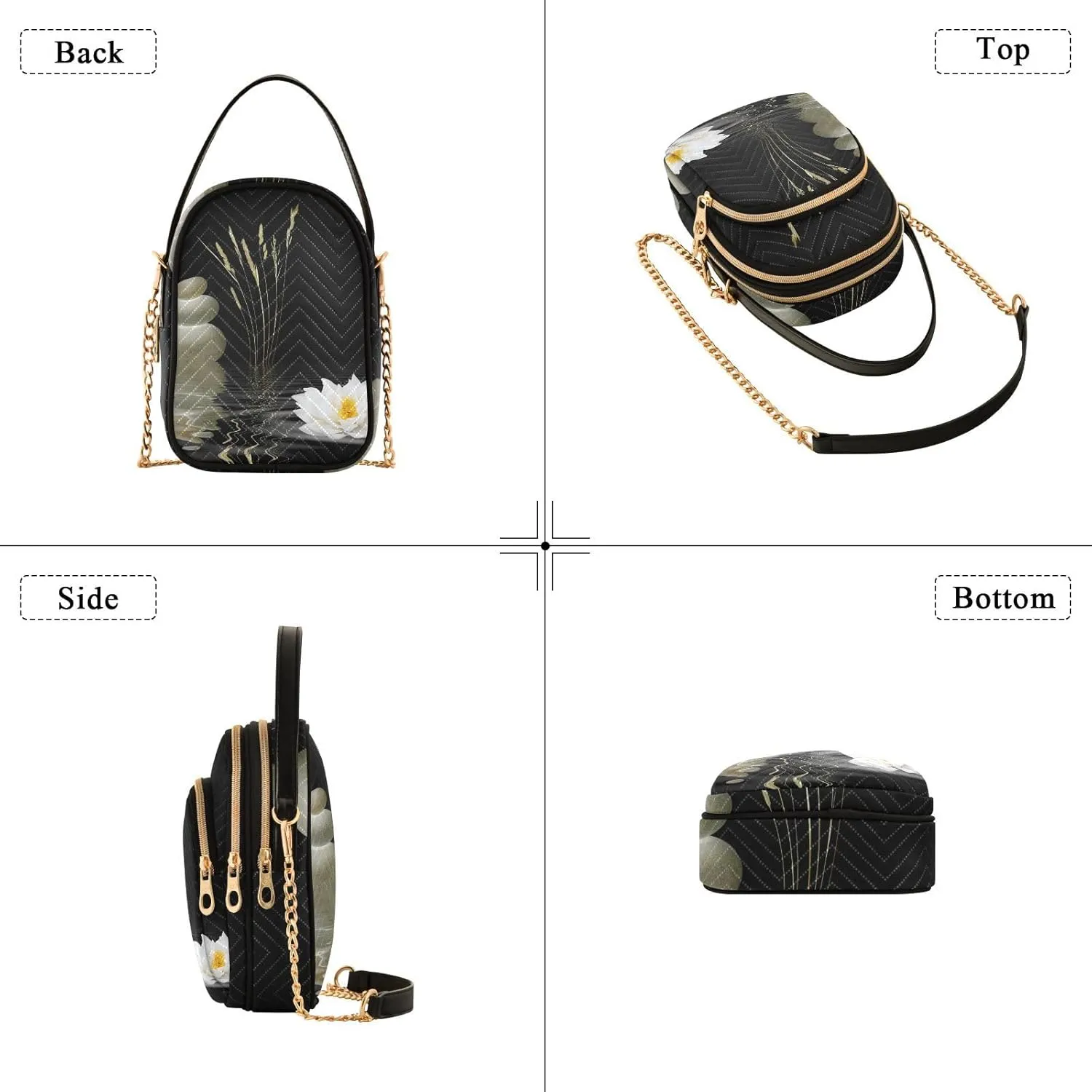 Women's Wave Cross Body Chest Bag, 52 inch Gold Chain Shoulder Handbag Purse