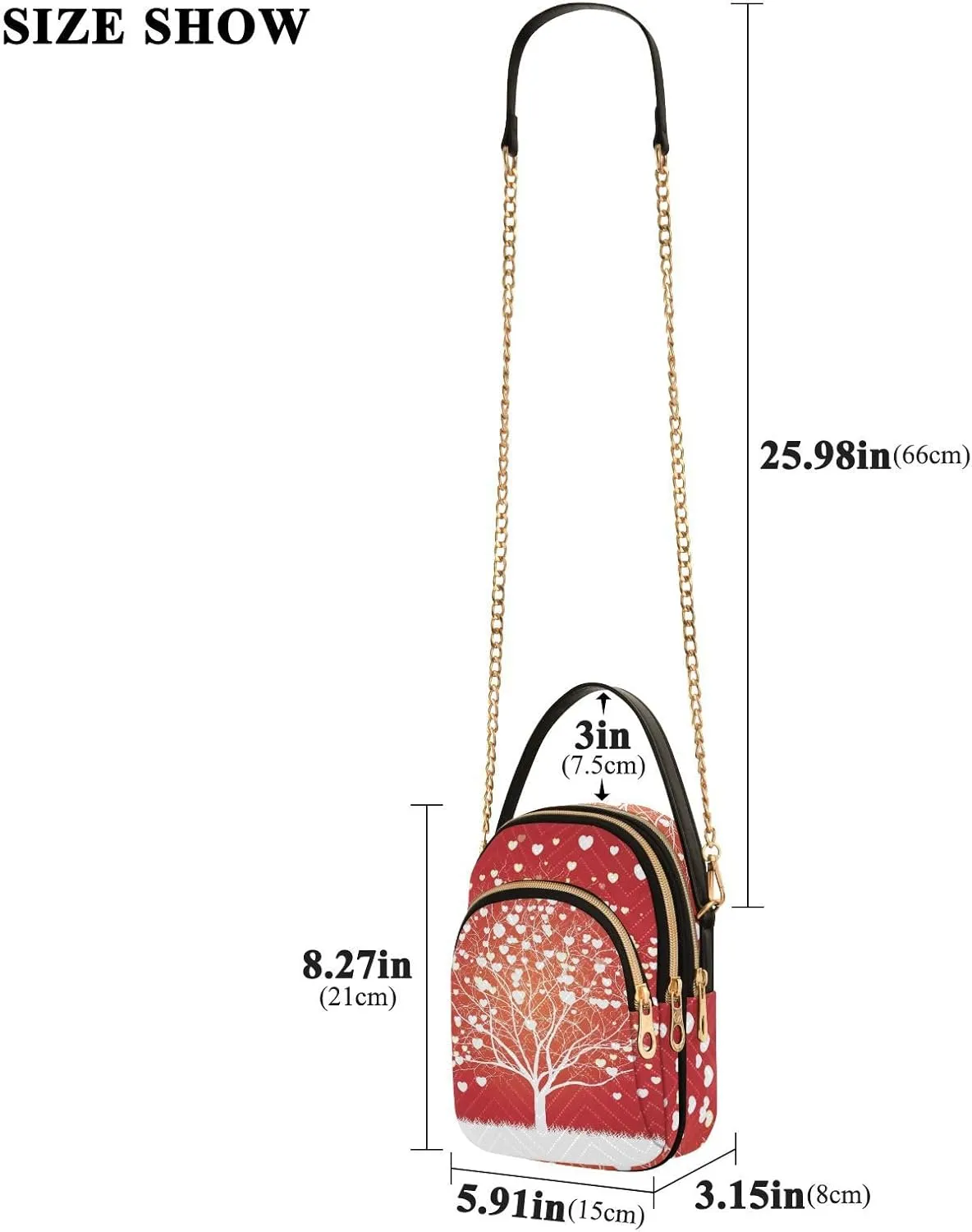 Women's Wave Cross Body Chest Bag, 52 inch Gold Chain Shoulder Handbag Purse