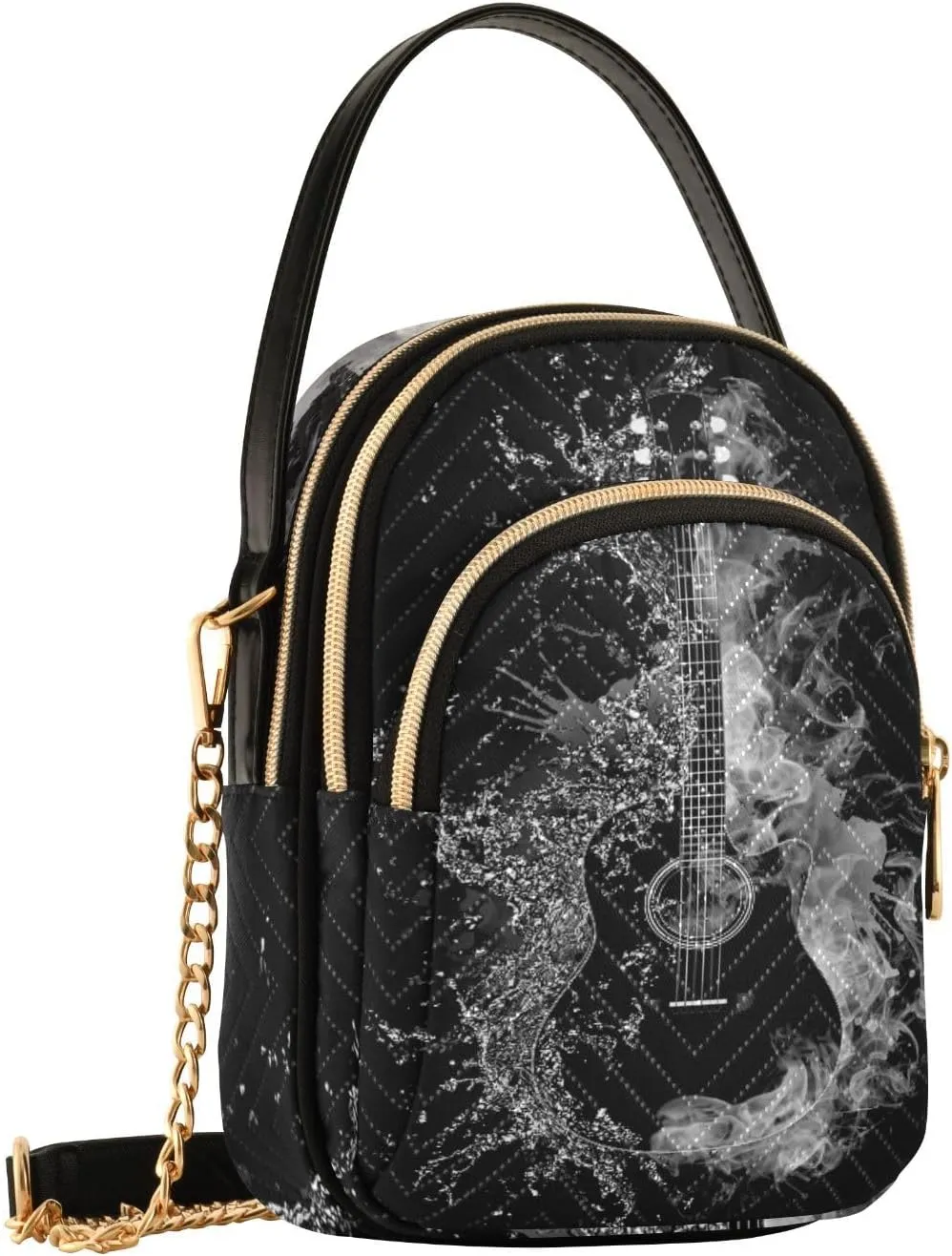 Women's Wave Cross Body Chest Bag, 52 inch Gold Chain Shoulder Handbag Purse