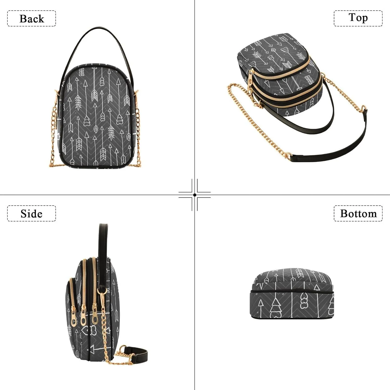 Women's Wave Cross Body Chest Bag, 52 inch Gold Chain Shoulder Handbag Purse