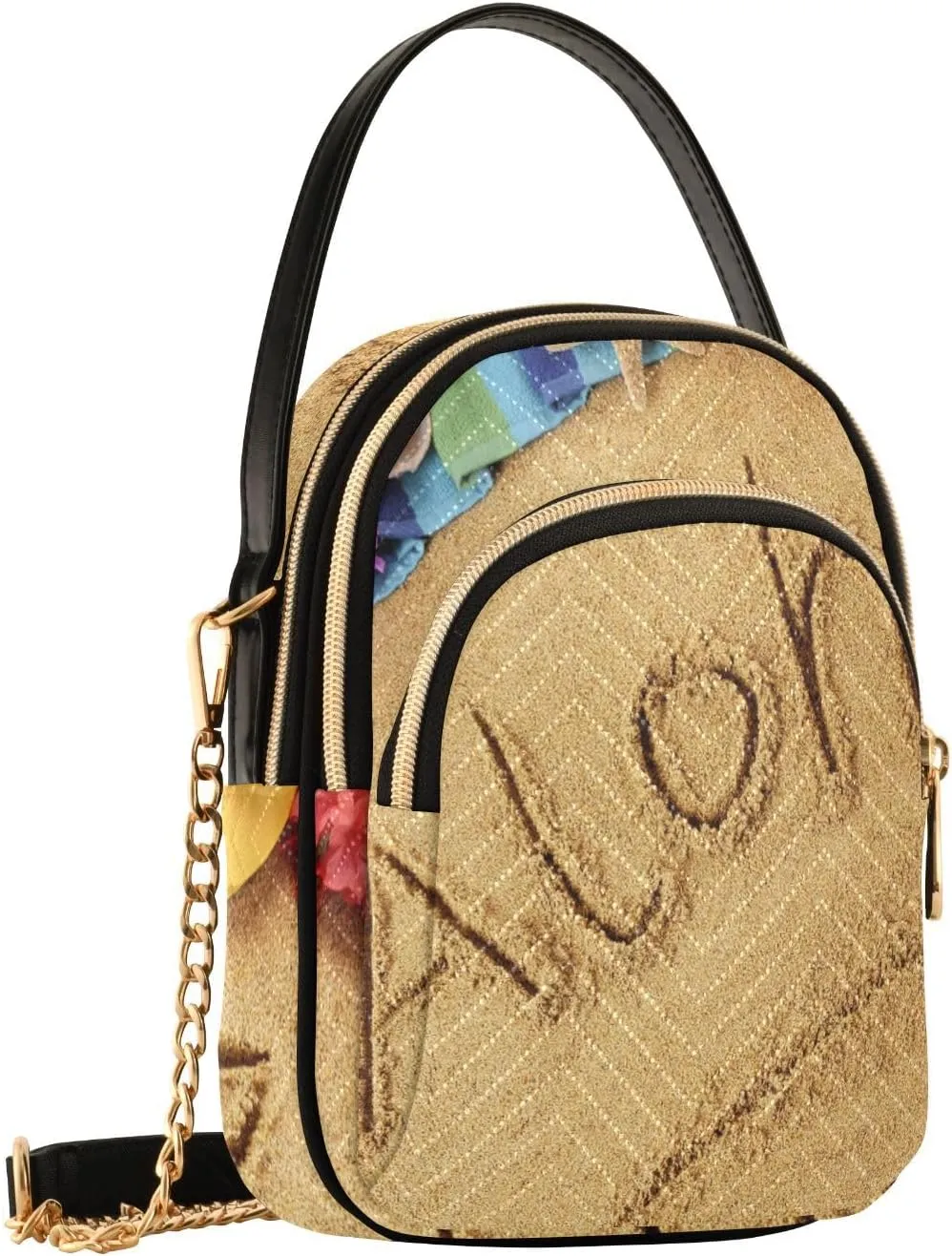 Women's Wave Cross Body Chest Bag, 52 inch Gold Chain Shoulder Handbag Purse