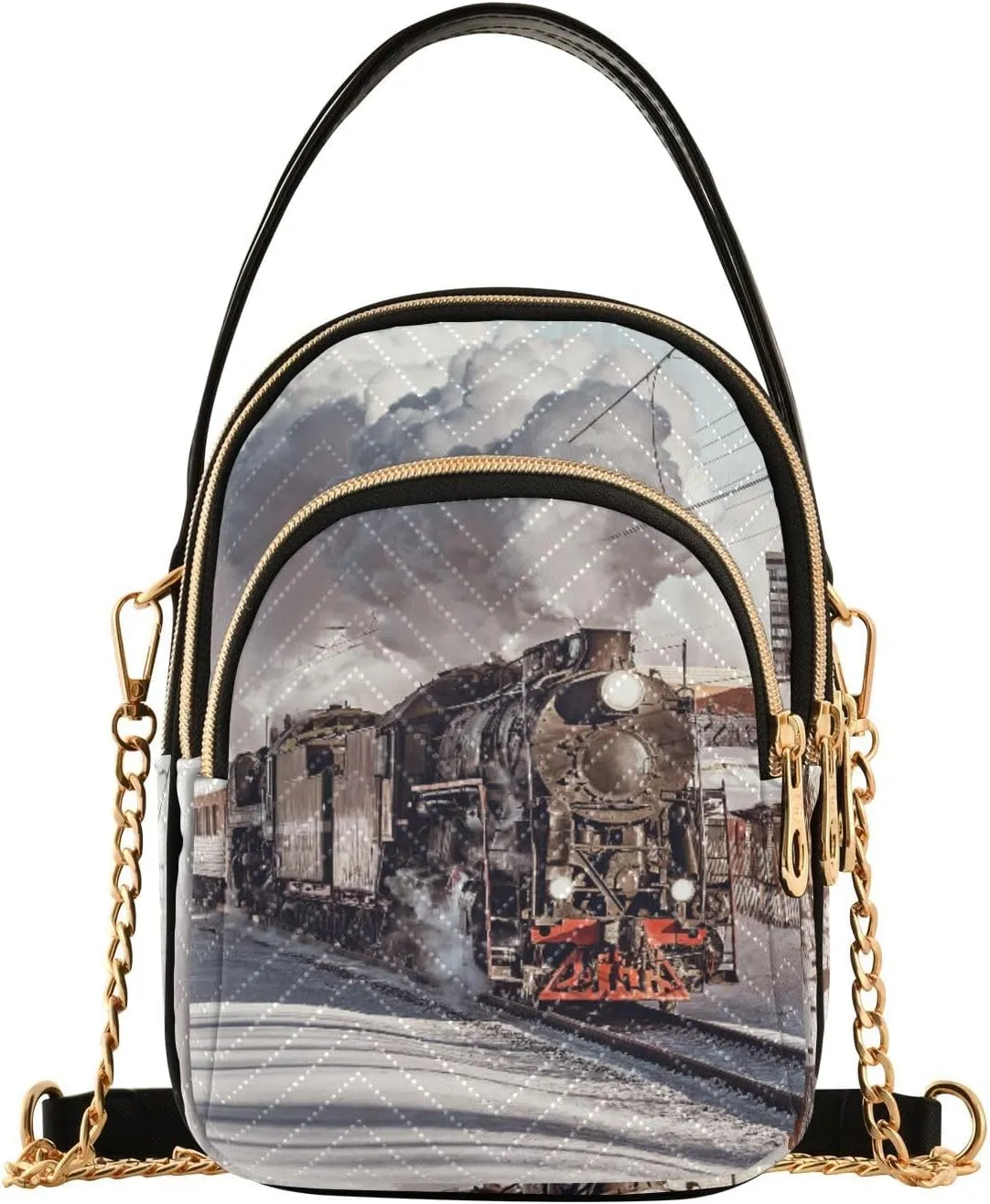 Women's Wave Cross Body Chest Bag, 52 inch Gold Chain Shoulder Handbag Purse