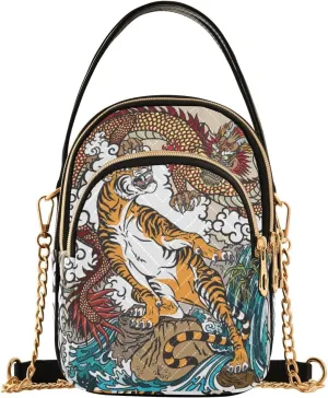 Women's Wave Cross Body Chest Bag, 52 inch Gold Chain Shoulder Handbag Purse