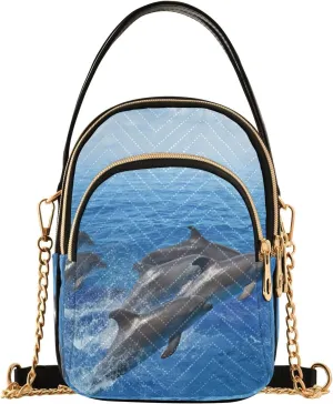 Women's Wave Cross Body Chest Bag, 52 inch Gold Chain Shoulder Handbag Purse