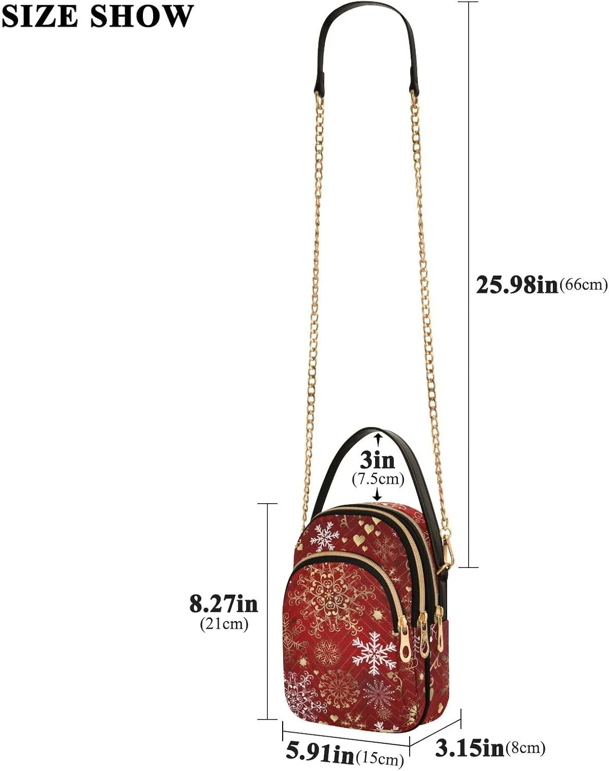 Women's Wave Cross Body Chest Bag, 52 inch Gold Chain Shoulder Handbag Purse