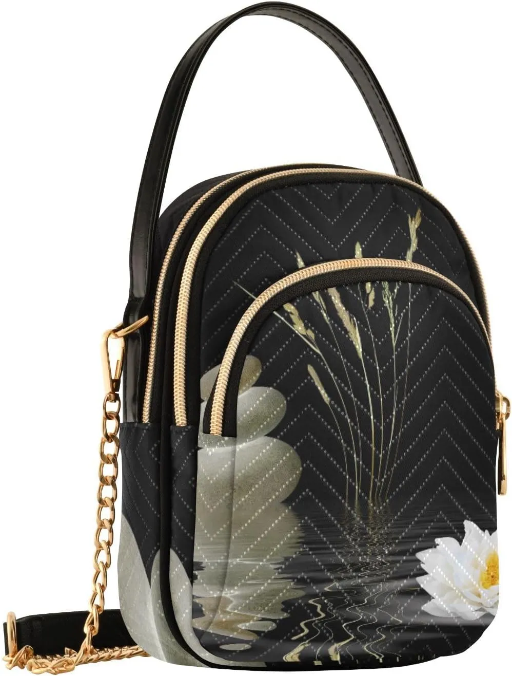 Women's Wave Cross Body Chest Bag, 52 inch Gold Chain Shoulder Handbag Purse