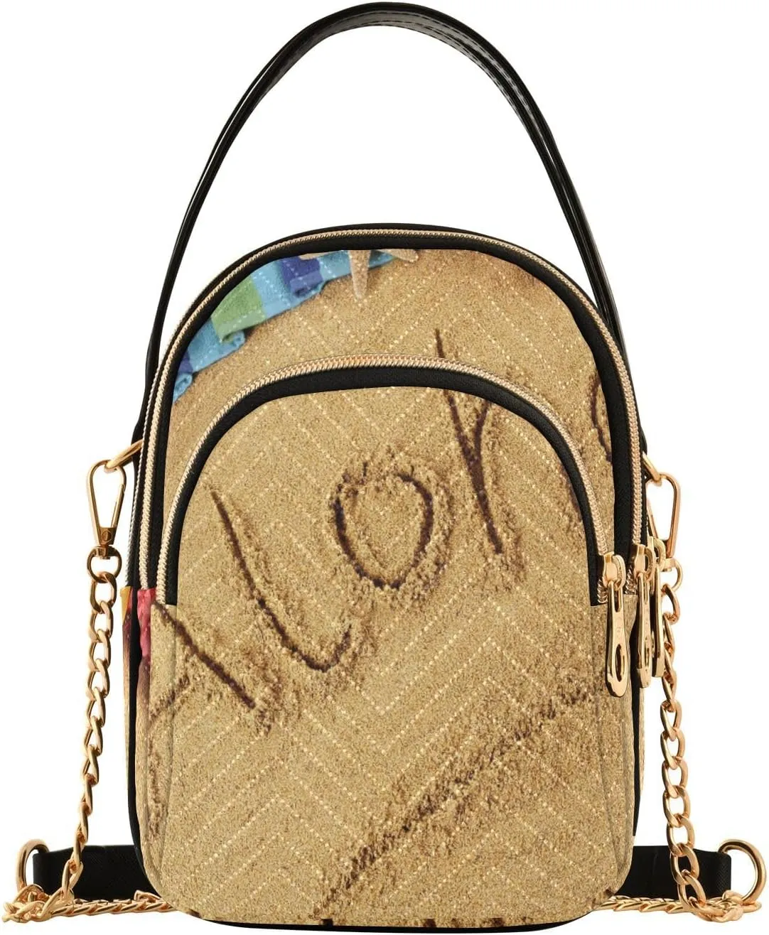 Women's Wave Cross Body Chest Bag, 52 inch Gold Chain Shoulder Handbag Purse