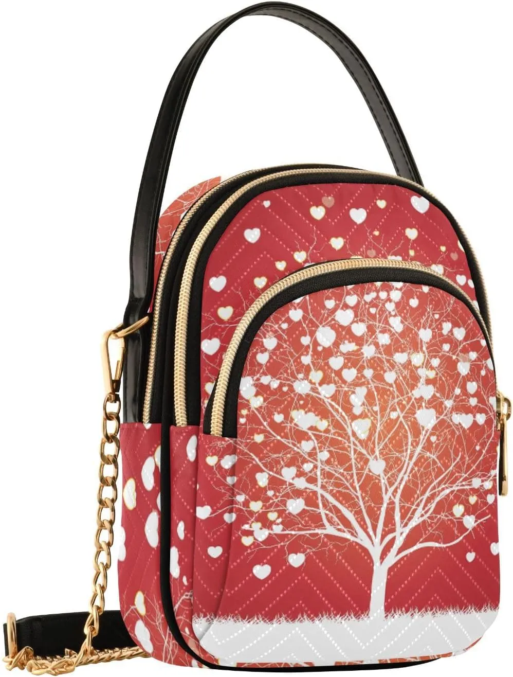 Women's Wave Cross Body Chest Bag, 52 inch Gold Chain Shoulder Handbag Purse