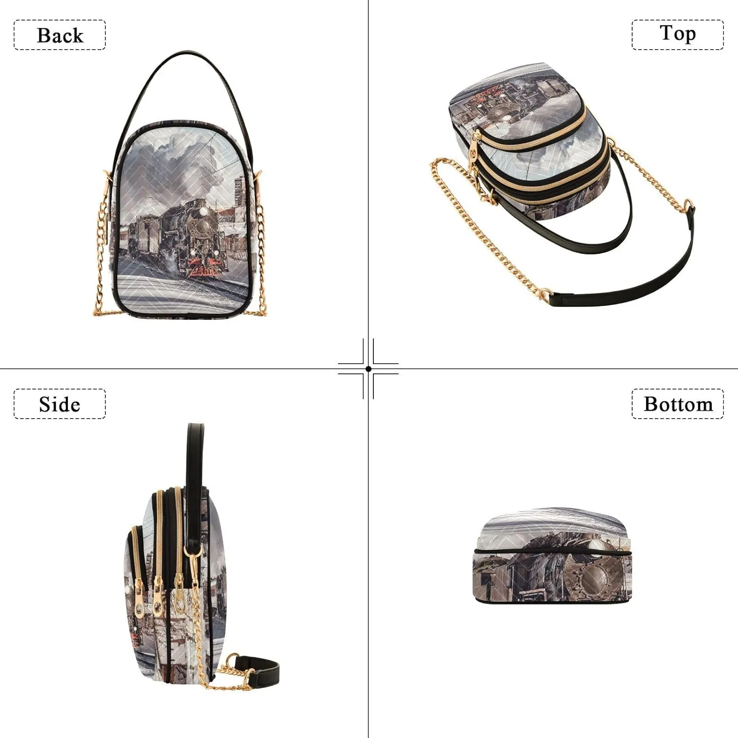 Women's Wave Cross Body Chest Bag, 52 inch Gold Chain Shoulder Handbag Purse