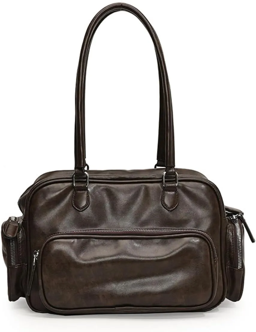 Women's Y2k Shoulder Bag Vintage Vegan Leather Shoulder Purse Cute Punk Streetwear
