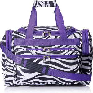 World Traveler 81T16-163AP-1 Duffle Bag, One Size, Dark Purple Trim Zebra