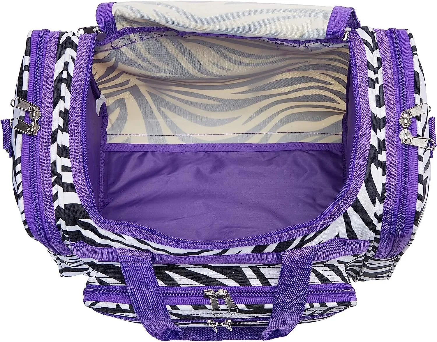 World Traveler 81T16-163AP-1 Duffle Bag, One Size, Dark Purple Trim Zebra