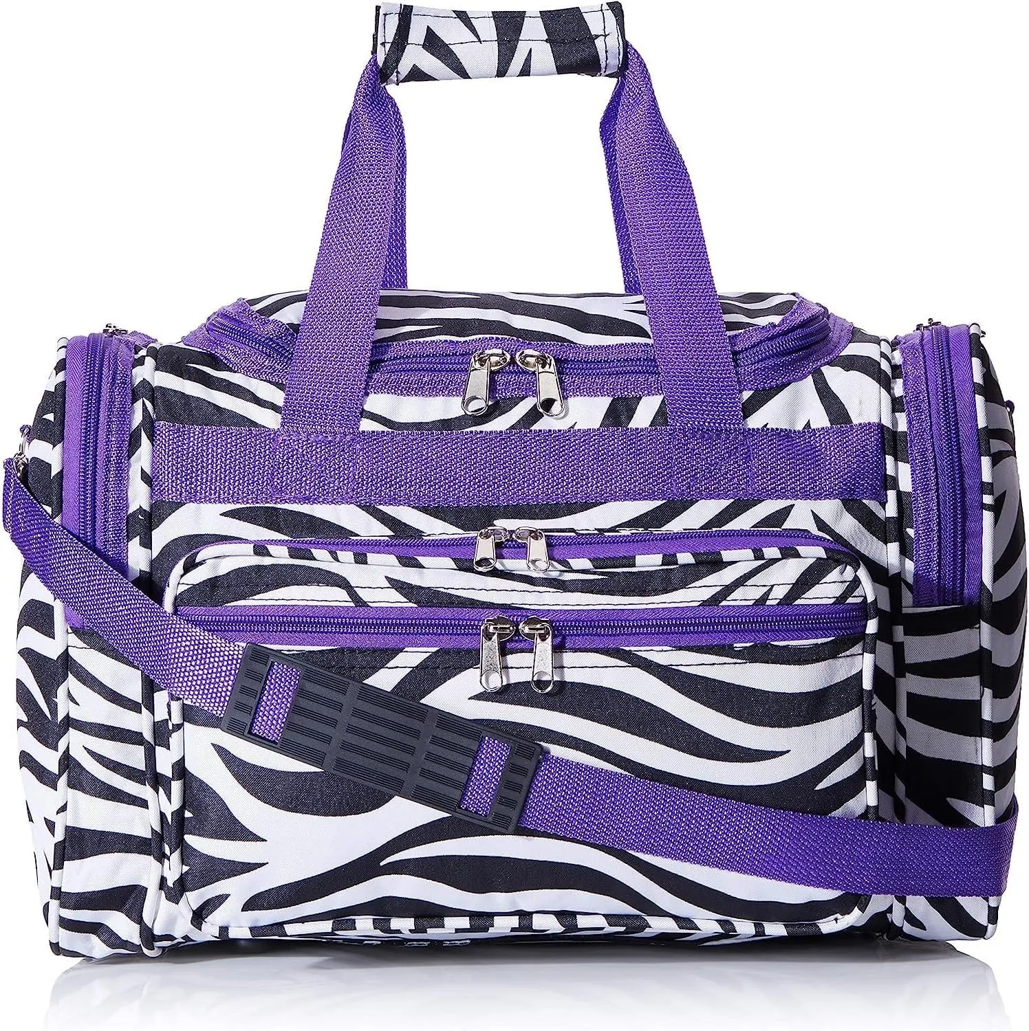 World Traveler 81T16-163AP-1 Duffle Bag, One Size, Dark Purple Trim Zebra