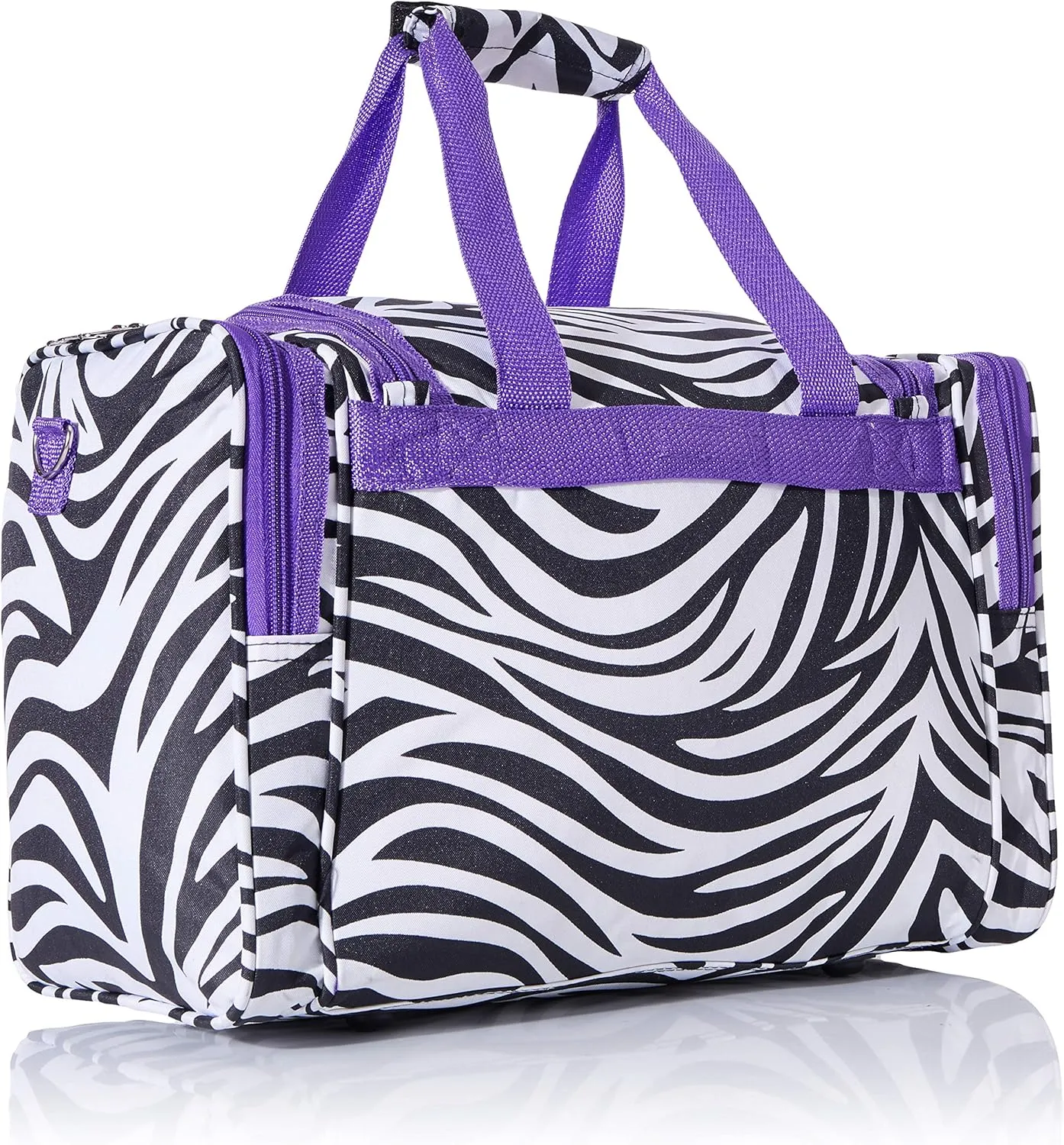 World Traveler 81T16-163AP-1 Duffle Bag, One Size, Dark Purple Trim Zebra