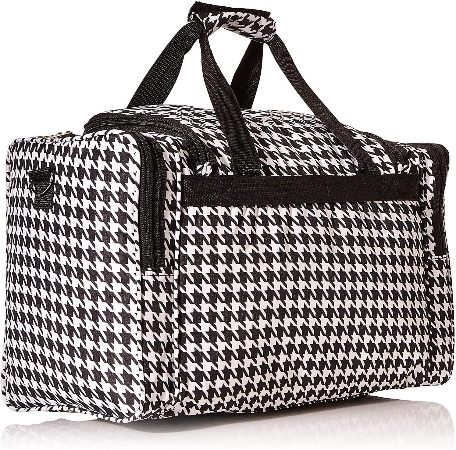 World Traveler 81T16-606B/W Duffle Bag, One Size, Black Trim Houndstooth