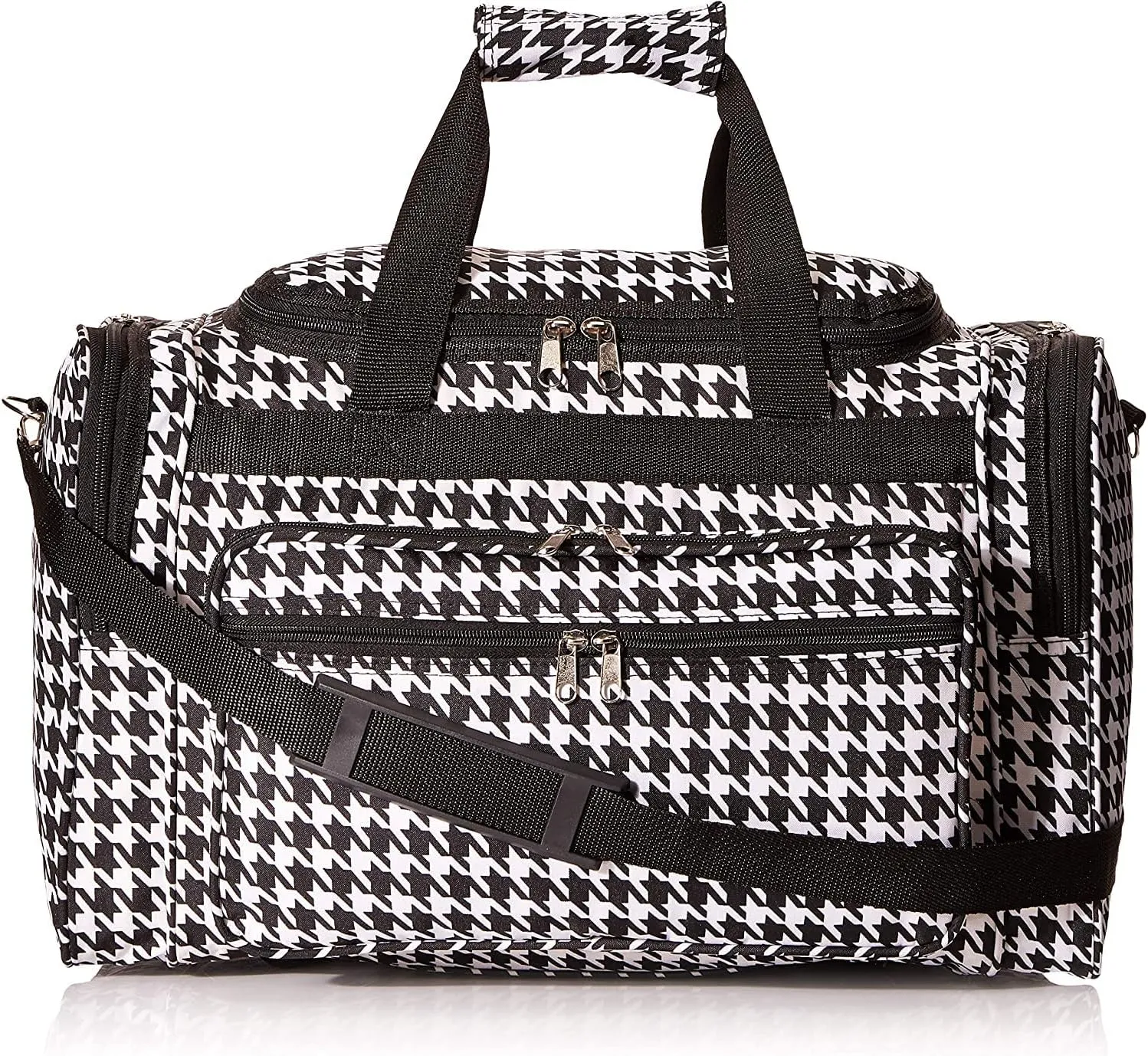 World Traveler 81T16-606B/W Duffle Bag, One Size, Black Trim Houndstooth
