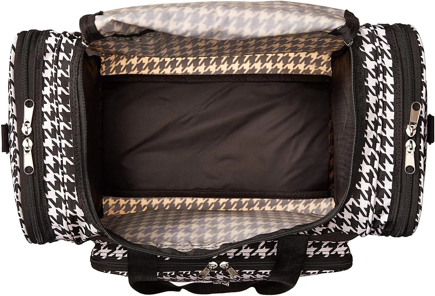 World Traveler 81T16-606B/W Duffle Bag, One Size, Black Trim Houndstooth