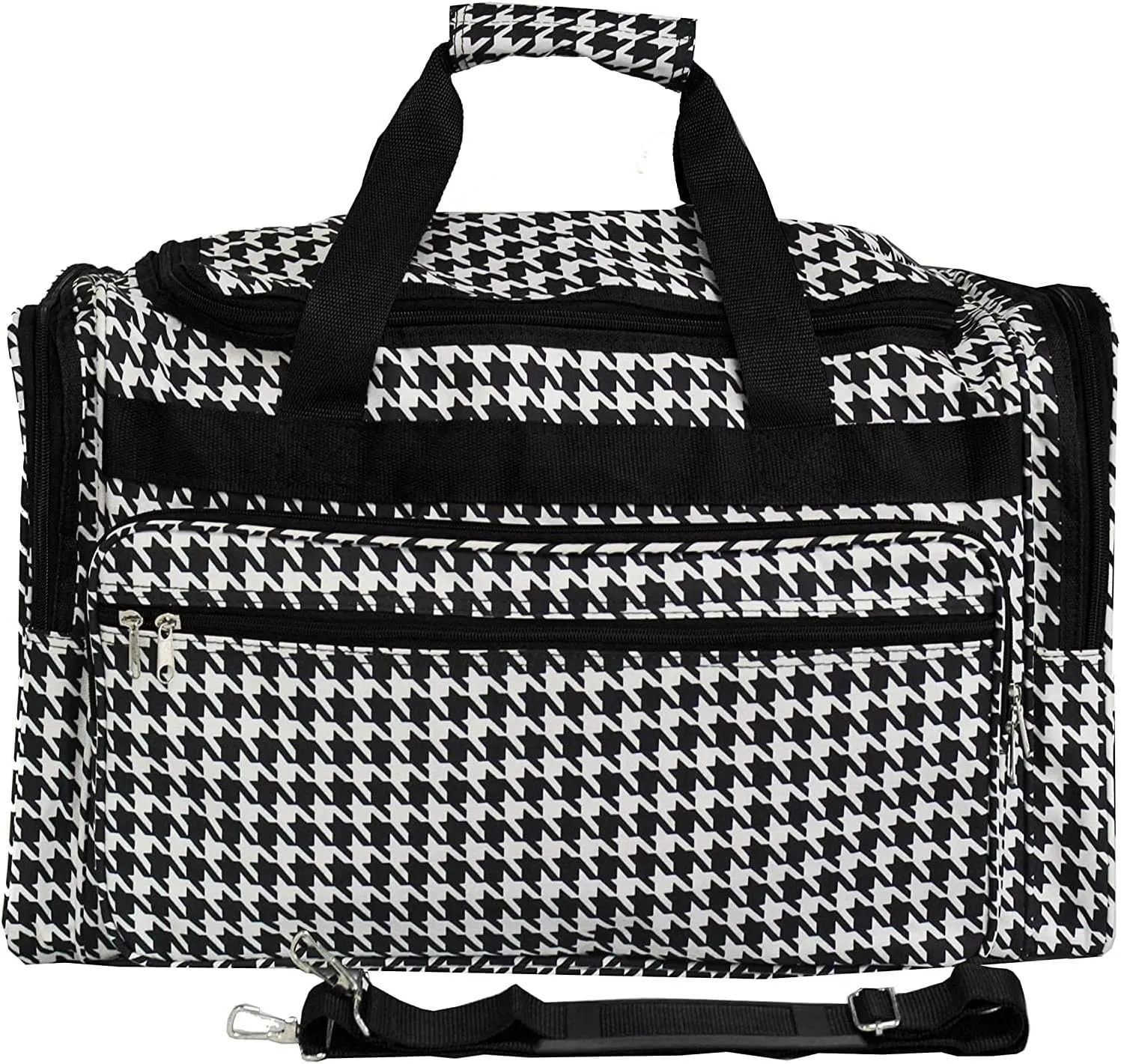 World Traveler 81T16-606B/W Duffle Bag, One Size, Black Trim Houndstooth
