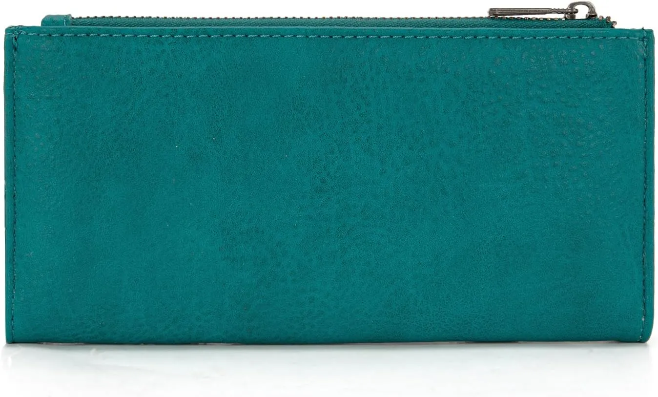 Wrangler Wristlet Western Wallet for Women Floral Tooled Clutch Boot Stitch Bifold Wallet with Card Holder