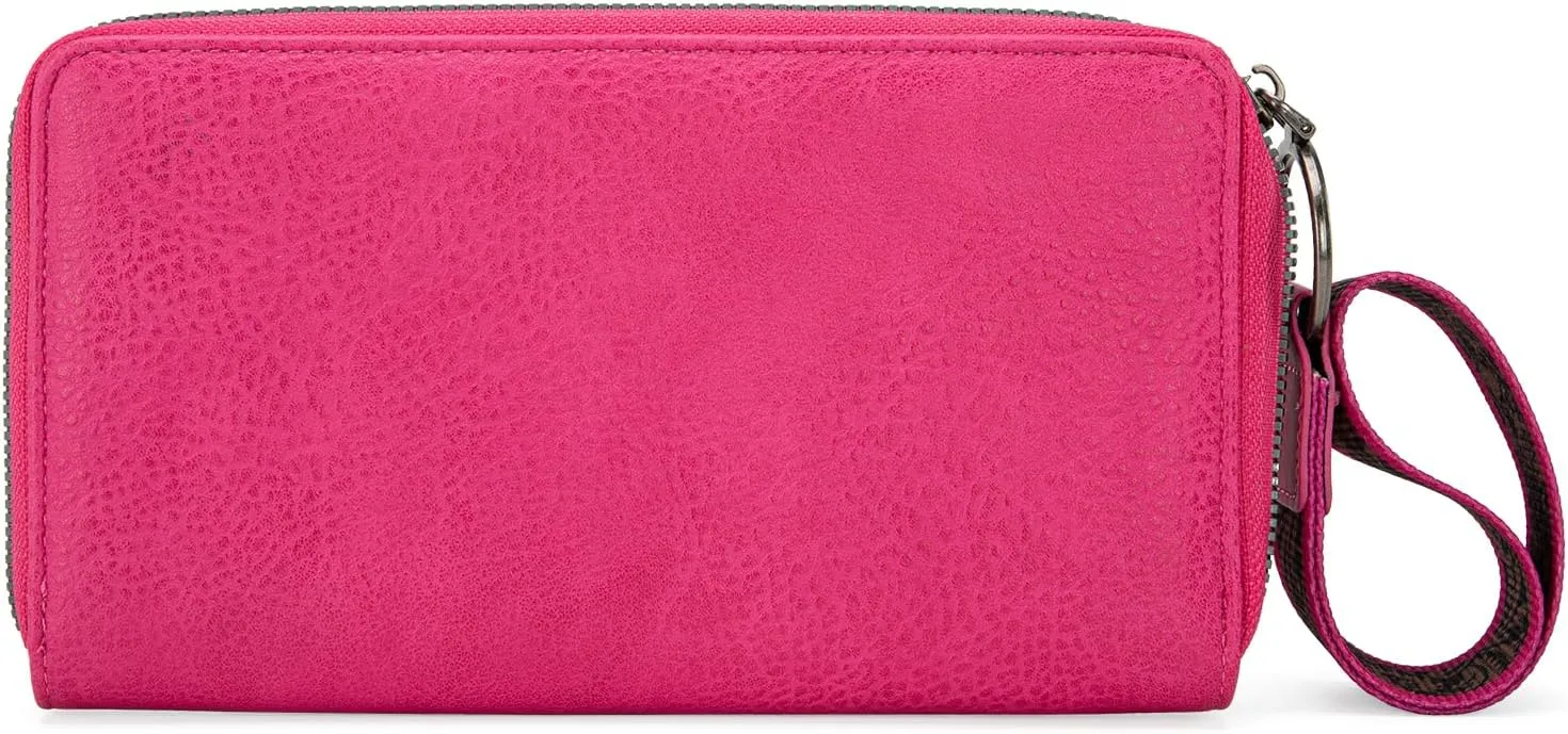 Wrangler Wristlet Western Wallet for Women Floral Tooled Clutch Boot Stitch Bifold Wallet with Card Holder