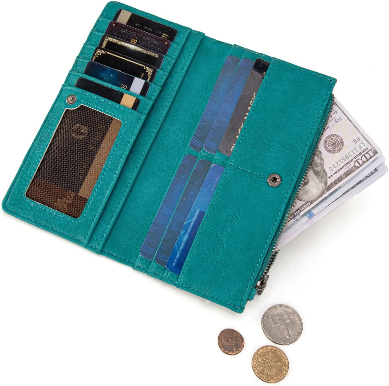 Wrangler Wristlet Western Wallet for Women Floral Tooled Clutch Boot Stitch Bifold Wallet with Card Holder