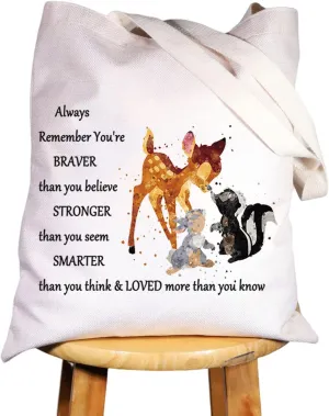 WZMPA Deer Fairy Tales Cosmetic Makeup Bag Movie Fans Gift You Are Braver Stronger Smarter Than You ThinkMakeup Zipper Pouch Bag For Women Girls (Always Bam Tote)
