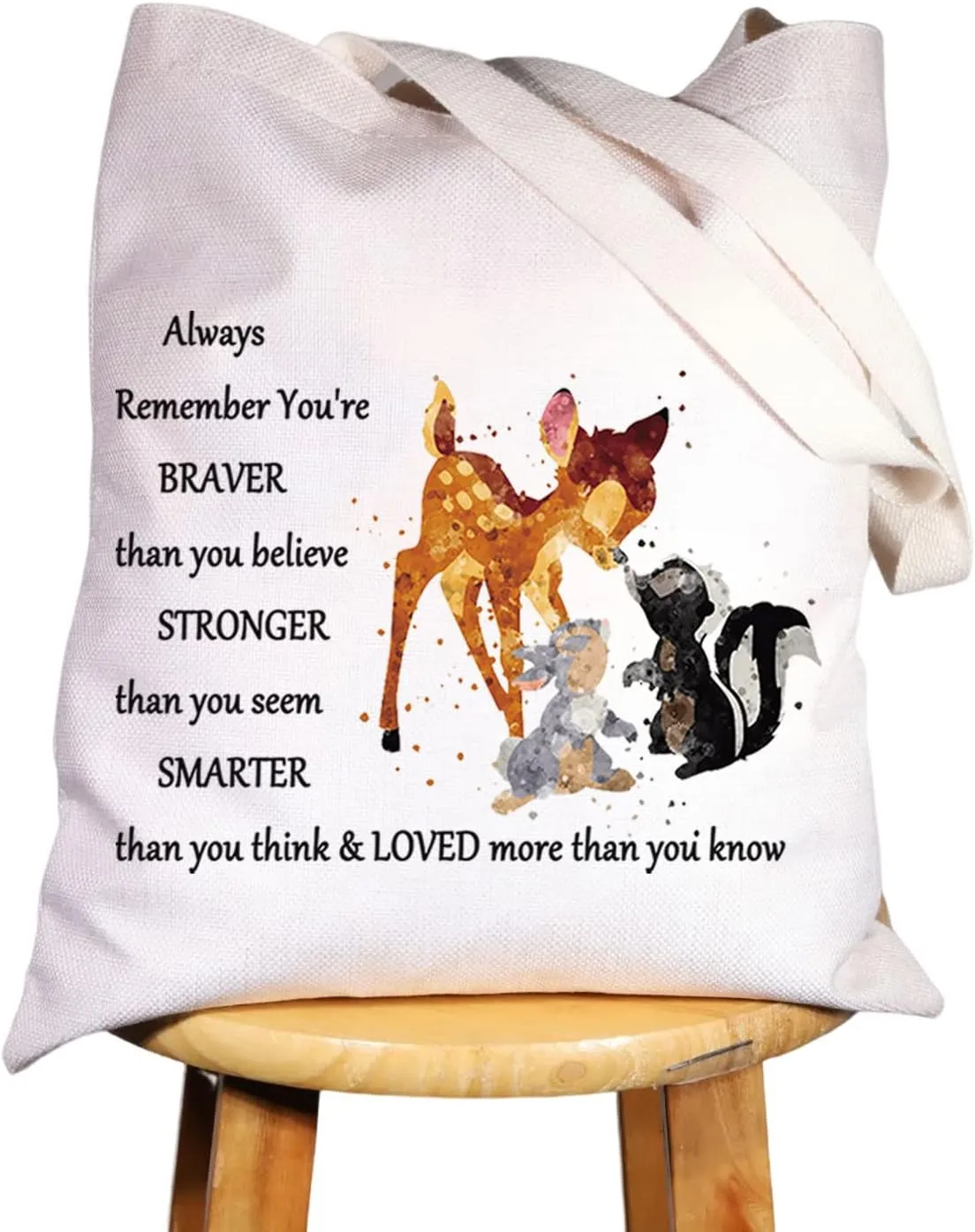 WZMPA Deer Fairy Tales Cosmetic Makeup Bag Movie Fans Gift You Are Braver Stronger Smarter Than You ThinkMakeup Zipper Pouch Bag For Women Girls (Always Bam Tote)